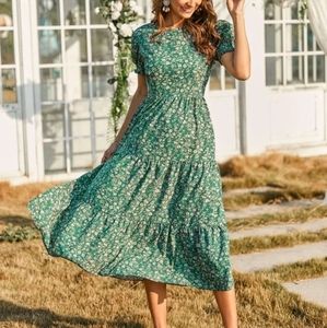 SHEIN floral maxi dress with puff sleeves